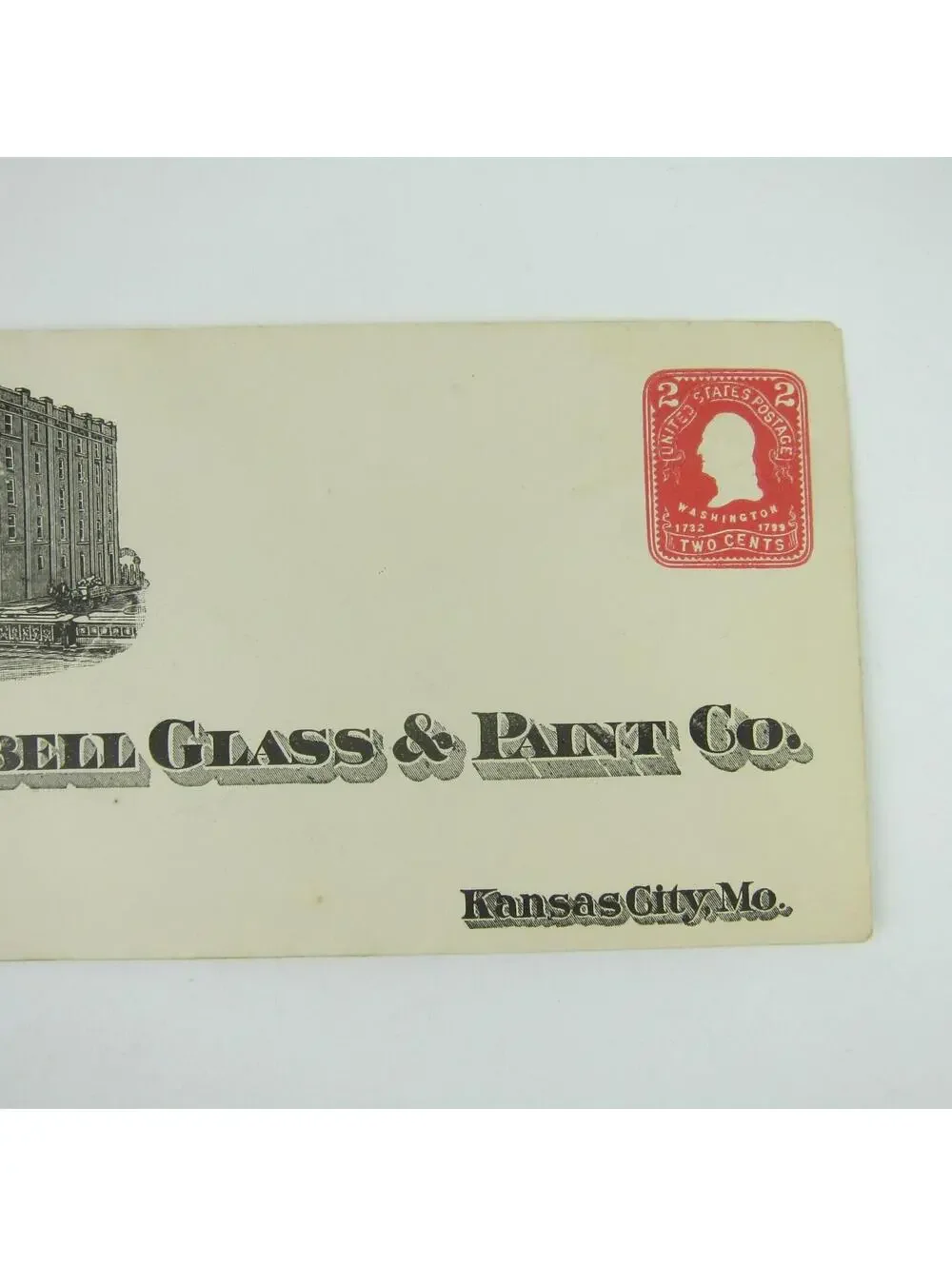 US Postal Stationery Campbell Glass & Paint Co Kansas City Missouri 2c Antique
